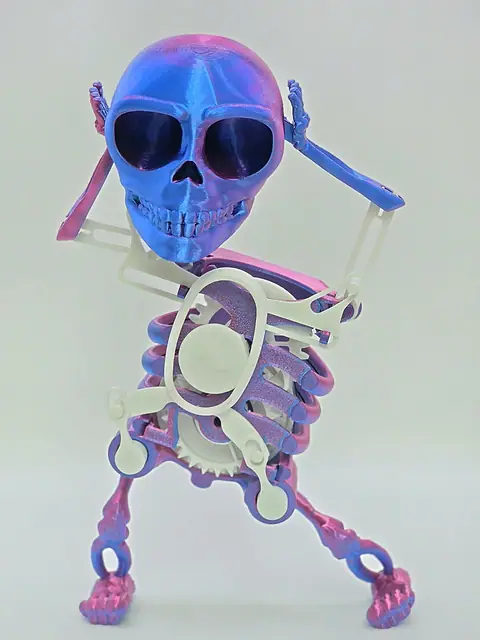 Esqueleto dançante, peça impressa em 3D