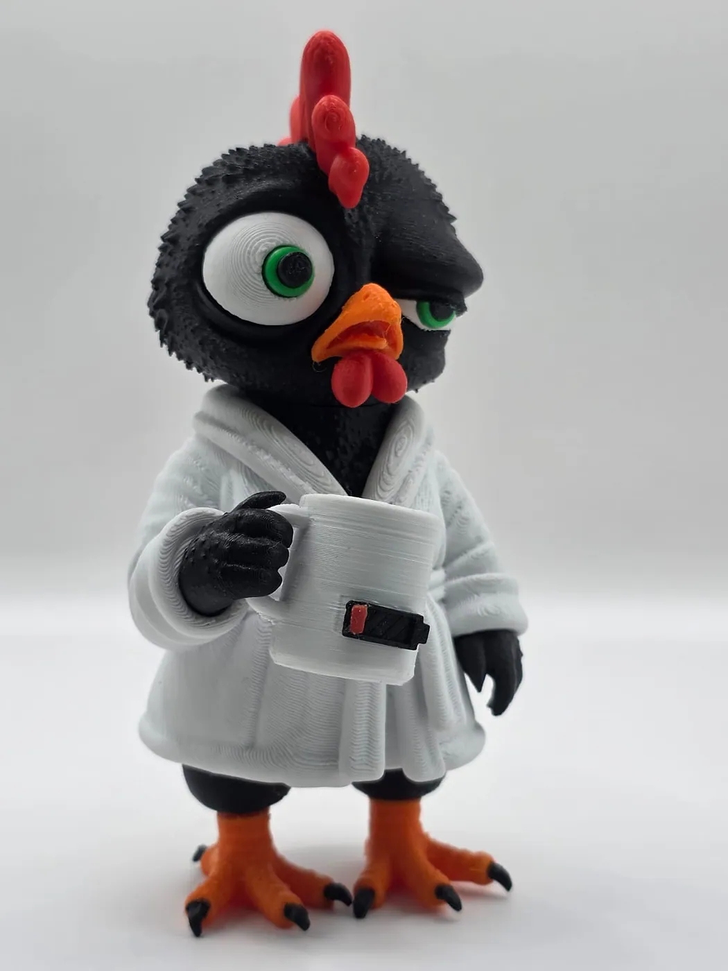 Galo de roupão, peça impressa em 3D