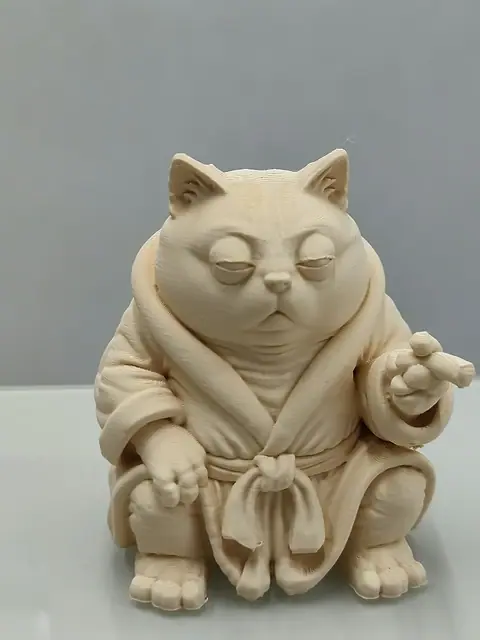 Gato de roupão, peça impressa em 3D