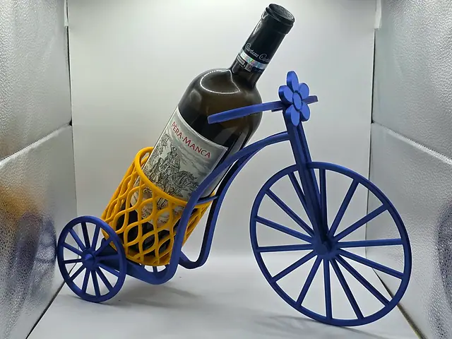 Porta-vinho bicicleta, peça impressa em 3D
